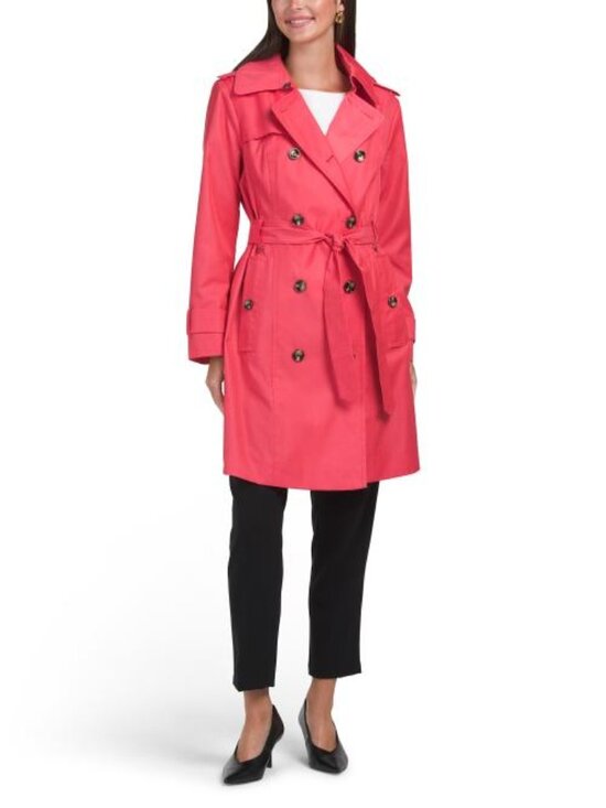 London Fog Jackets & Blazers - LONDON FOG Belted Trench Coat With Hood